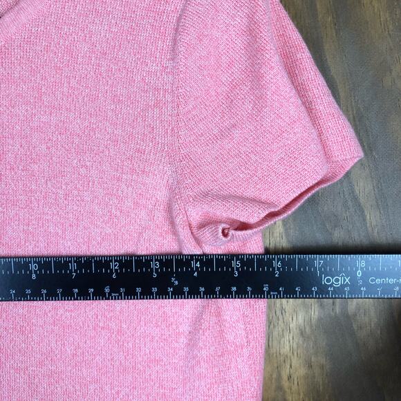 Talbots Womens Blouse Pink Knit Top Short Sleeve Round Neck Keyhole Back Small - Picture 6 of 10
